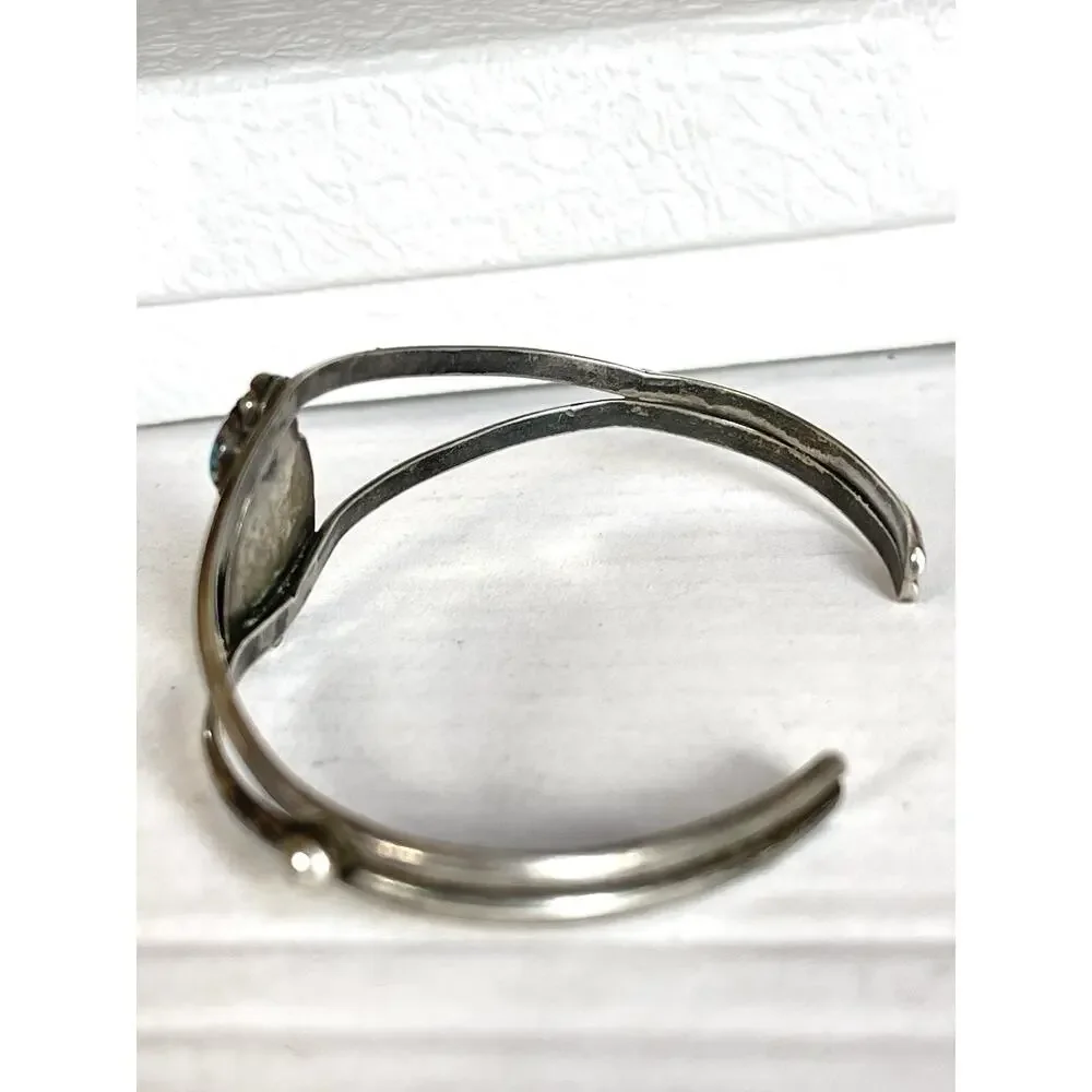 VTG Navajo Turquoise Sterling Silver Cuff Bracelet Native Southwest Western 6.6”